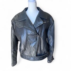 Women’s Black Leather Biker Jacket
